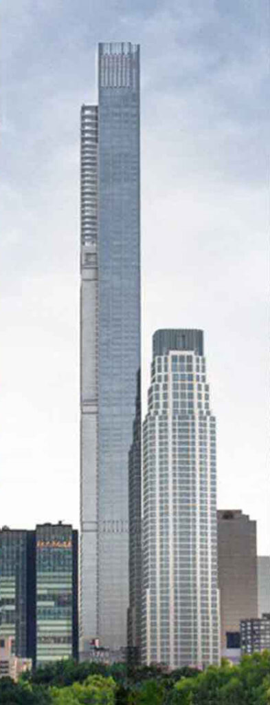 Aerial rendering of Central Park Tower from Sheeps Meadows
