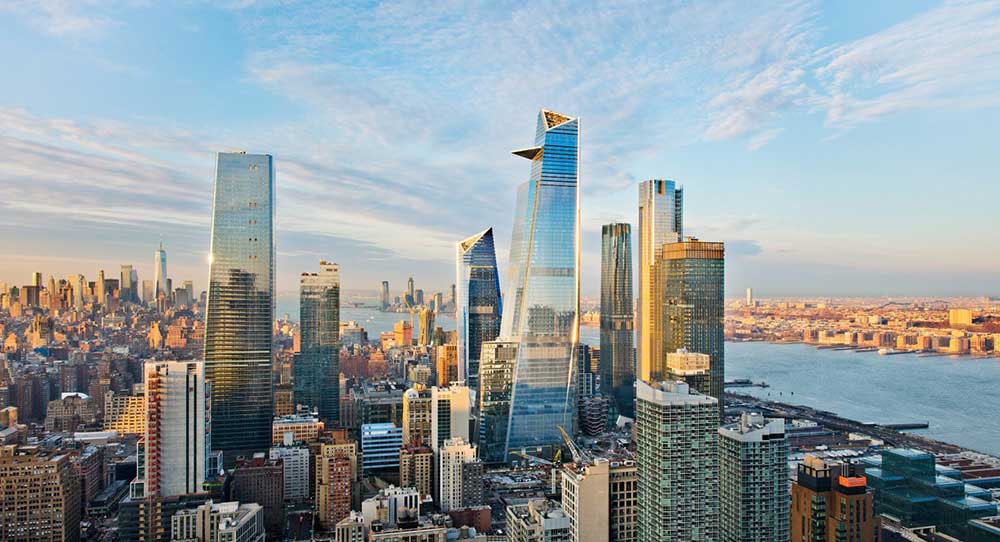30 Hudson Yards, city view with One World Trade Center in the background. KPF.