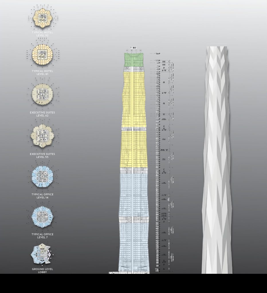 Floor plans, section, and elevation. AS+GG