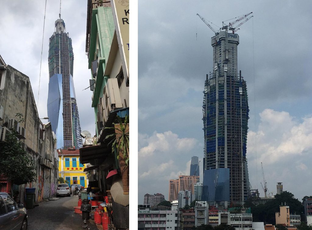 Construction views. (Left) Renek78 and (right) Sean Doan via Wikipedia.