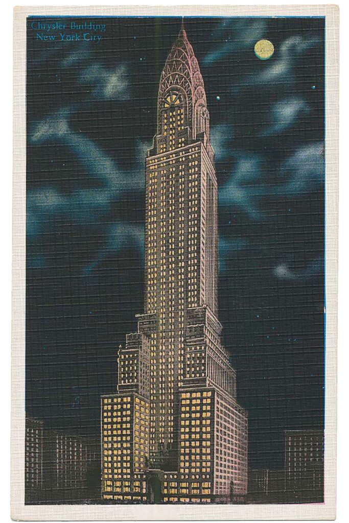 Postcard of the Chrysler Building at night