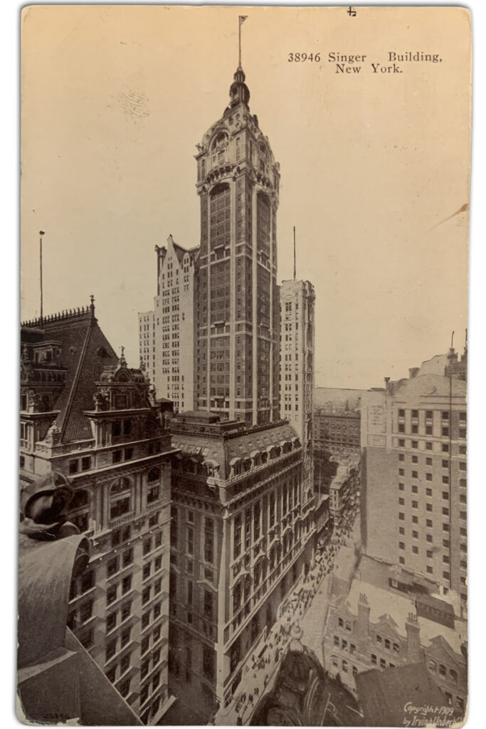 Postcard of a photograph of the Singer Building