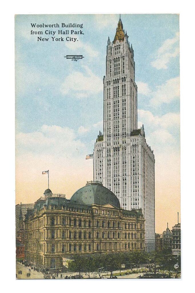 Postcard of the Woolworth Building and City Hall