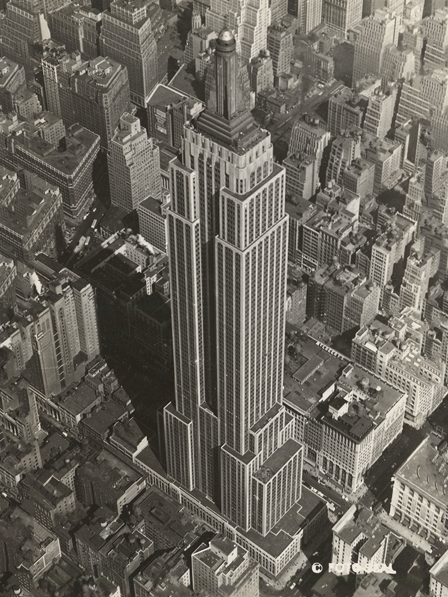 Postcard view of the Empire State Building, early 1930s, Collection of The Skyscraper Museum.