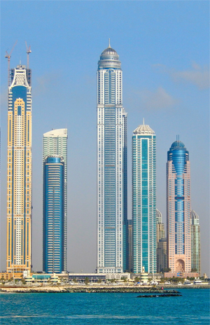 PRINCESS TOWER
Dubai, UAE, completed 2012
414m/ 1,358 ft/ 101 floors
Developer: Tameer Holding Investment
Architect: Engineer Adnan Saffarini
Structural Engineer: ASE
Engineer Adnan Saffarini