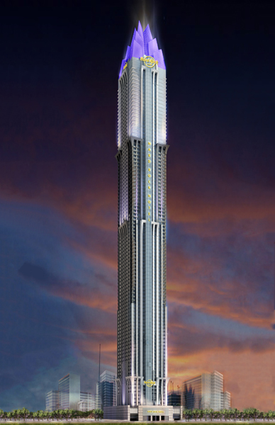 MARINA 101
Dubai, UAE, anticipated completion 2015
427 m/ 1,399 ft/ 101 floors
Developer: Sheffield Holdings Limited / EMAAR
Architect: National Engineering Bureau
Structural Engineer: National Engineering Bureau
Image courtesy of Hard Rock International
