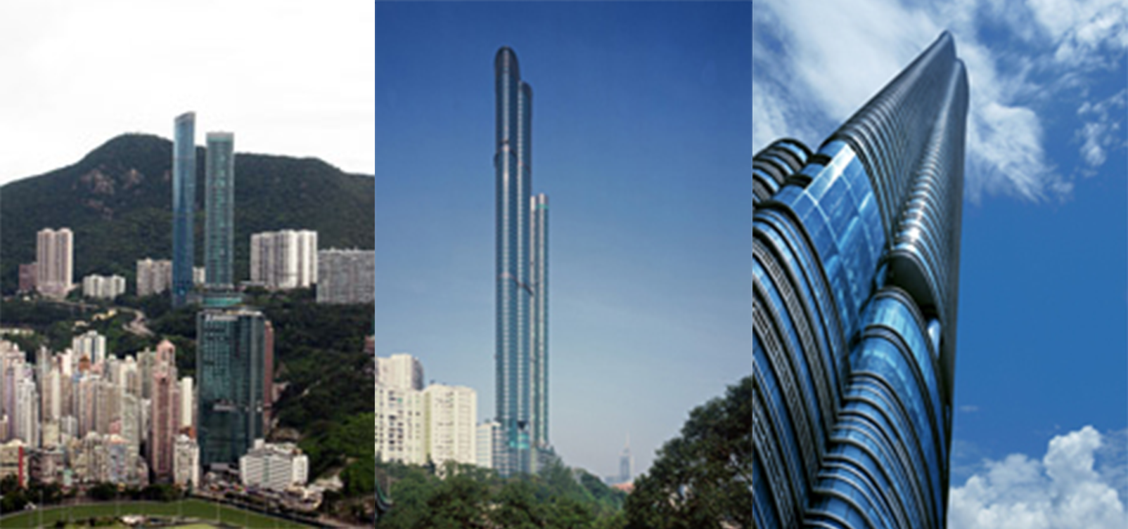 Left: Highcliff and The Summit, photo by Carol Willis; Center: Highcliff and The Summit, courtesy of Colin Hamilton; Right: Highcliff, courtesy of Magnusson Klemencic Associates.