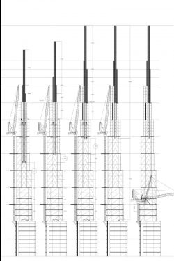 Diagram showing the construction of the spire of Burj Khalifa