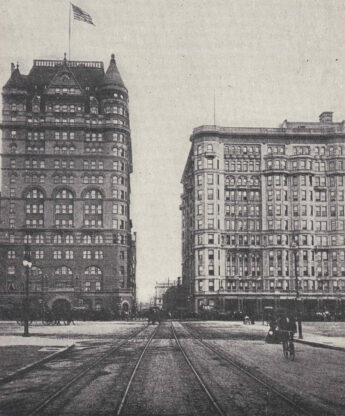 New Netherland and Savoy Hotels c.1900. PostcARD, Collection of The Skyscraper Museum
