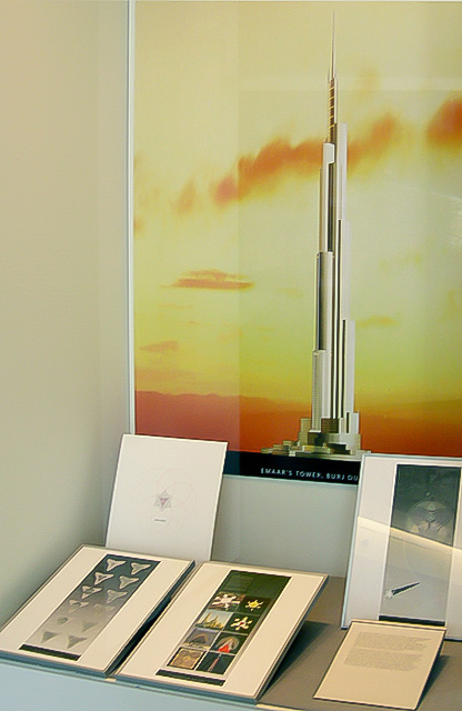 Case view of the competition designs for Burj Dubai