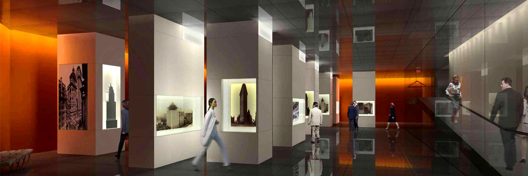 Interior rendering of the gallery at The Skyscraper Museum
