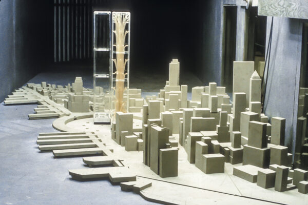 Wind tunnel model of Lower Manhattan and the World Trade Center
