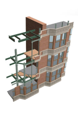 Digital model of structural analysis of the Tacoma Building, Chicago, Thomas Leslie.