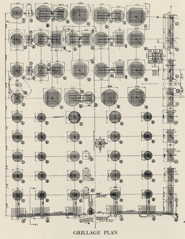 Plan of the Woolworth Building Foundation. Reproduced from American Architect, 103, March 26, 1913.